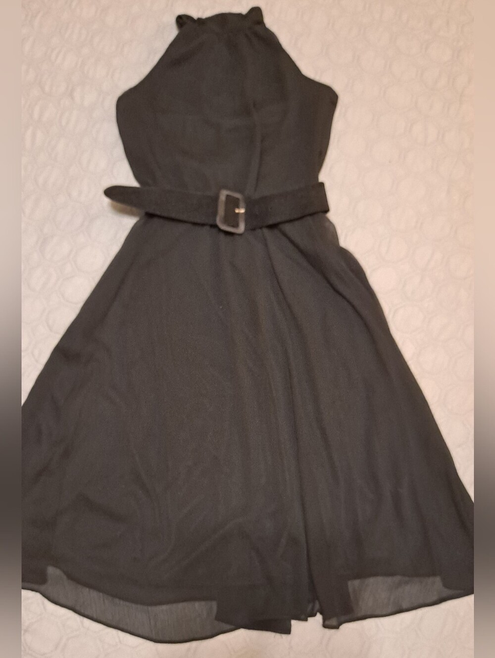 Espirit Classic Black Halter Belted Dress - Women's Sz 0
